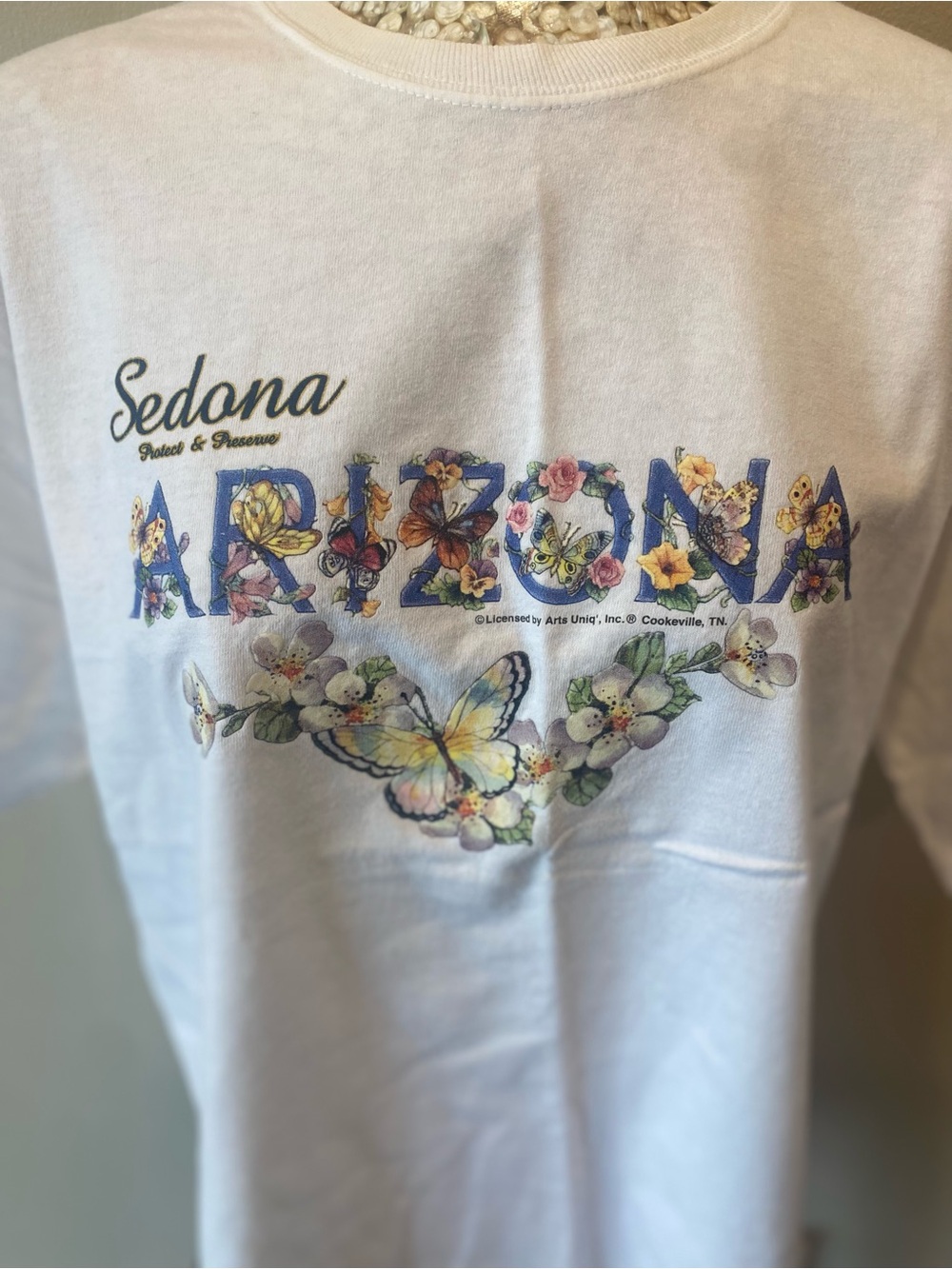 Vintage 90s Sedona Arizona Floral Butterfly Tee - White